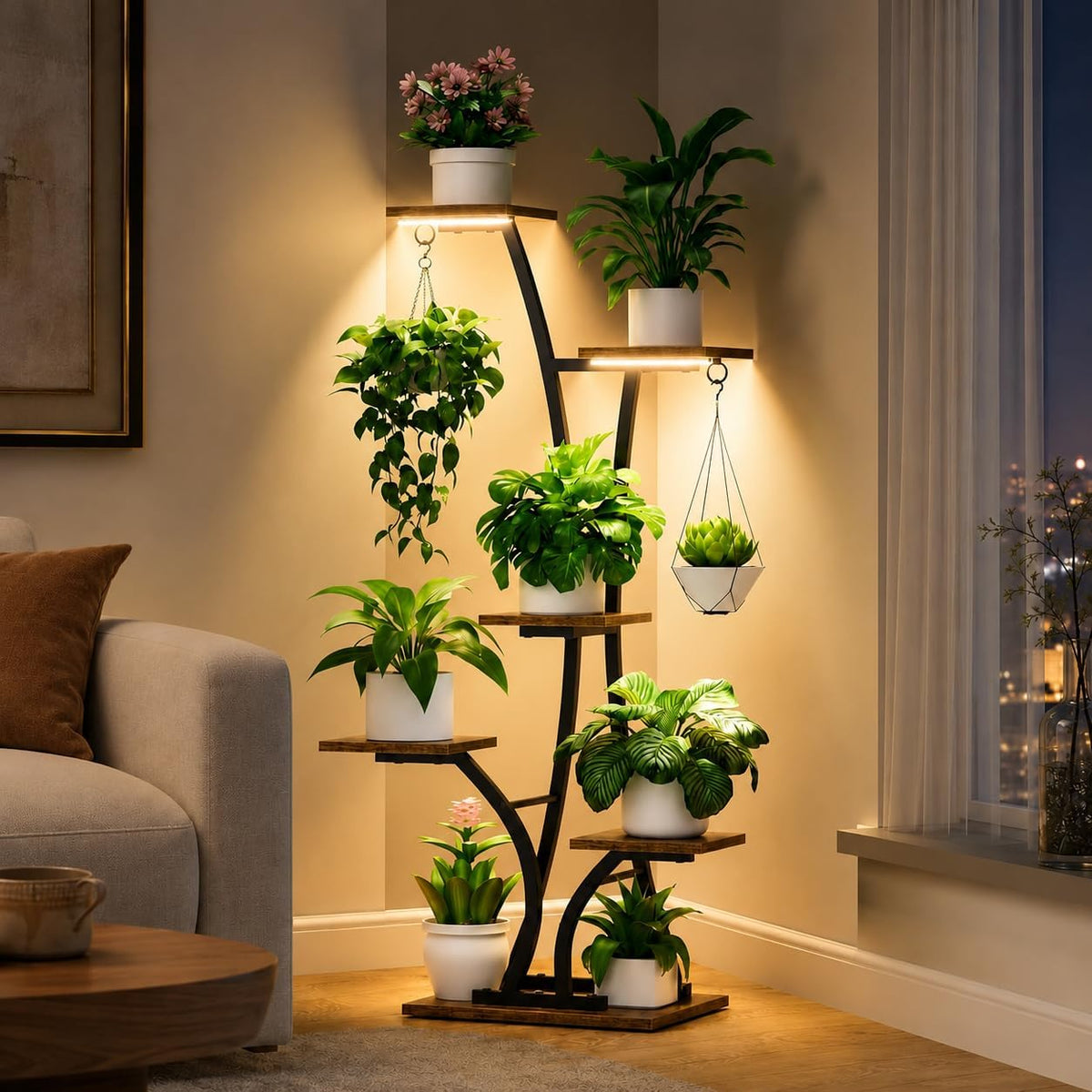 Plant Stand with Grow Light for Indoor Plants, 6 Tiered