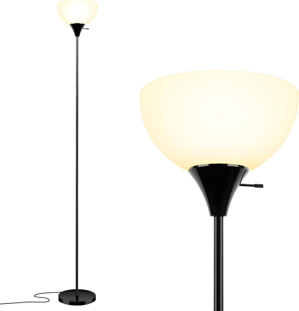 LALISU Floor Lamp, Standing Lamps with White Plastic Shade, Led Floor Lamp