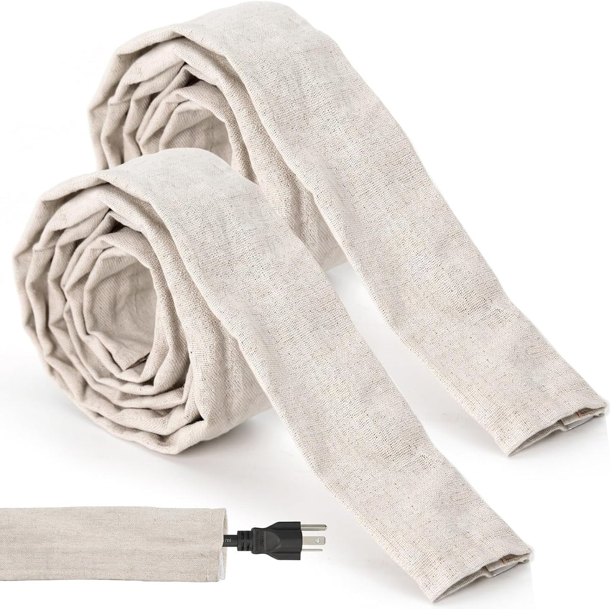 XMJY 2-Pack 6FT Linen Fabric Cord Covers for Chandelier Chains & Wires