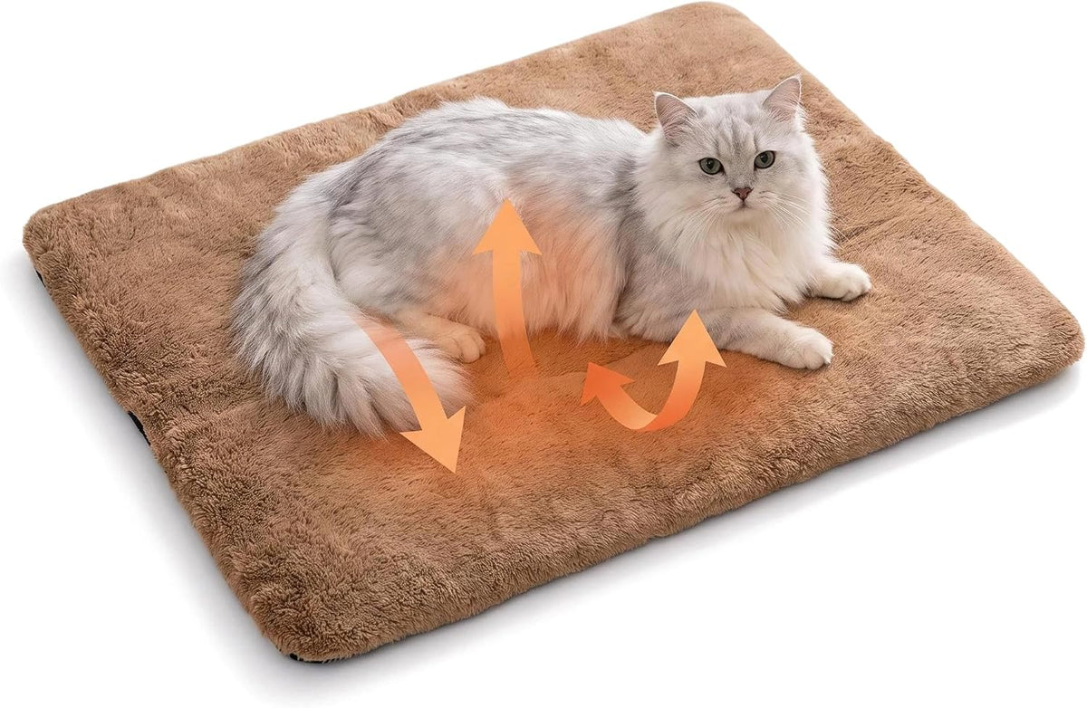 Self Warming Cat Bed for Cats & Small Dogs, Washable Mat, 28 X 18 In, Khaki