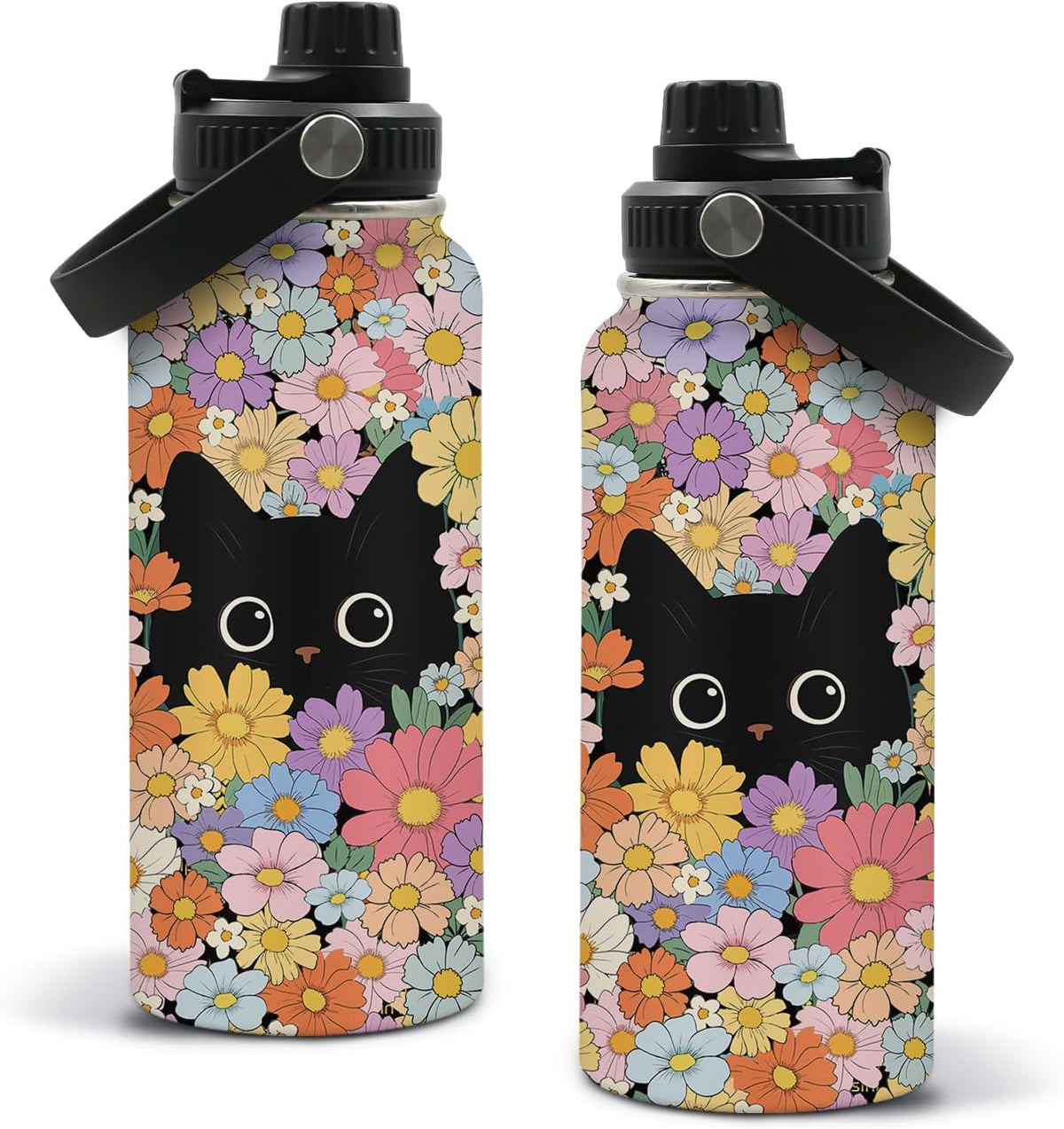 Cat Water Bottle 32Oz - Insulated Stainless Steel for Pets - Leak Proof Straw Lid, Bpa-Free - Ideal Cat Gifts for Cat Lovers, Women, Girls - Travel Water Bottle for Humans