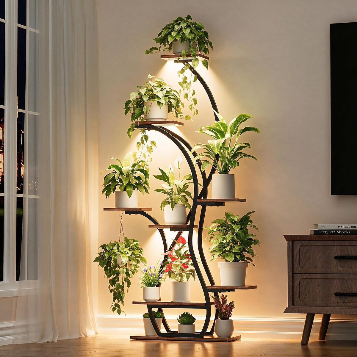 Plant Stand Indoor with Grow Lights - 8 Tiered Corner Plant Shelf Indoor