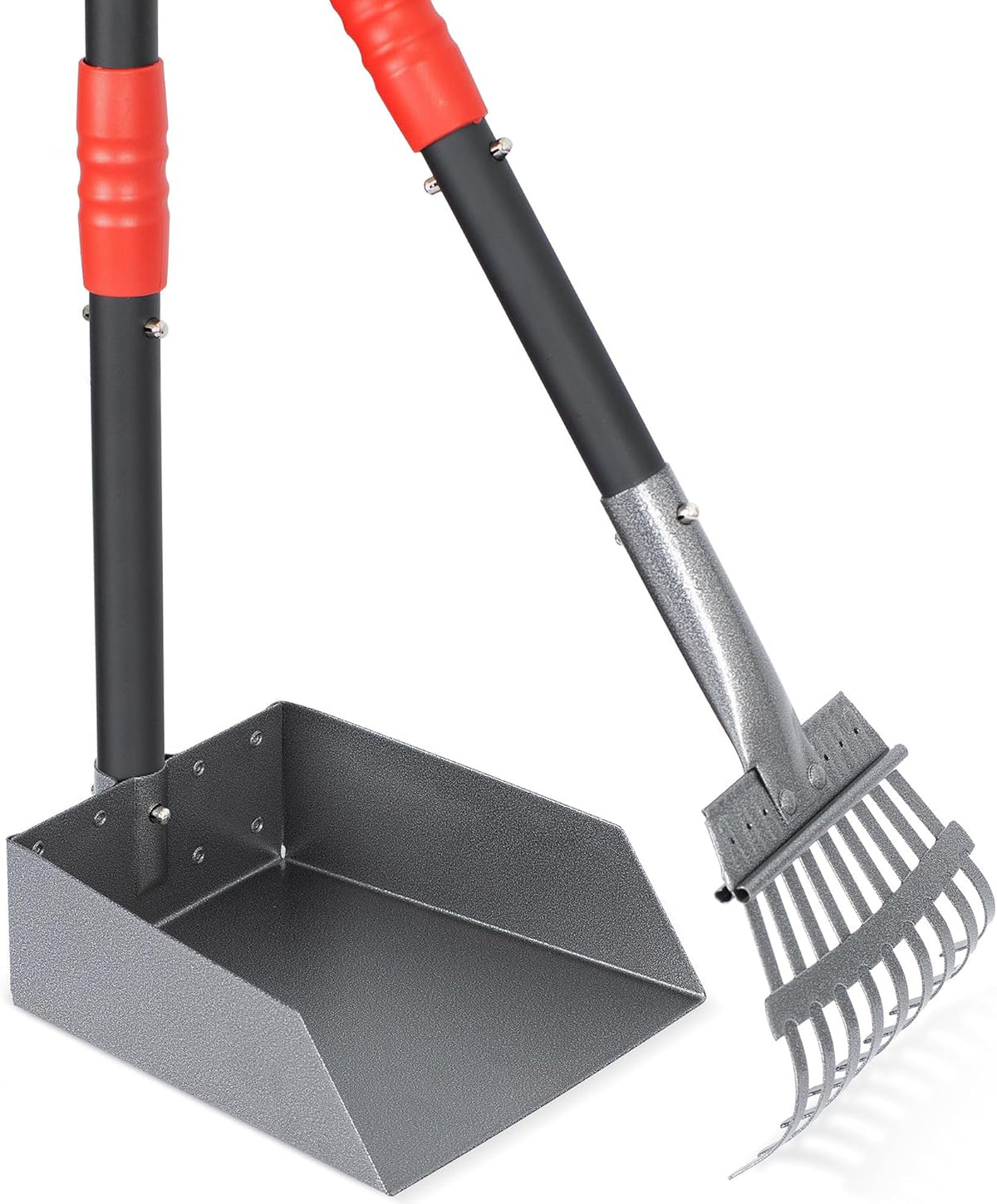 Heeyoo Dog Pooper Scooper, Dog Poop Tray and Rake Set, Pet Waste Removal Scoop with Long Adjustable Sectional Stainless Handles | Pet Waste Removal Scoop with Adjustable Sectional Handles