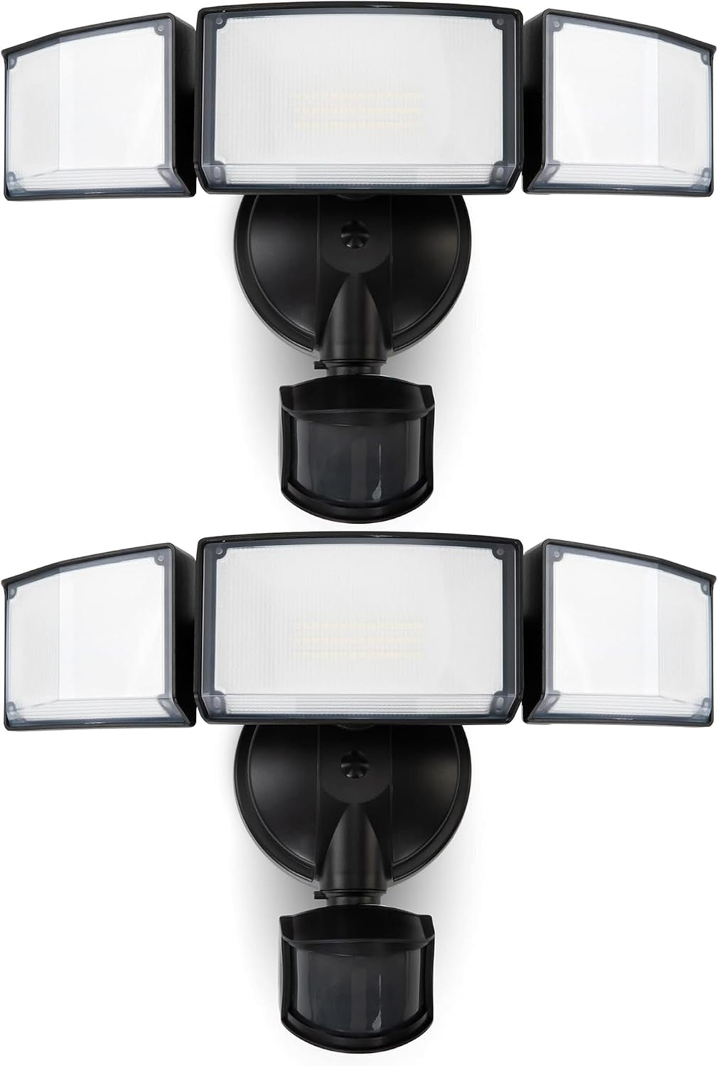 LUTEC 2 Pack 72W 7500LM LED Security Lights Motion Sensor Light Outdoor, 5000K Daylight, IP65 Waterproof, Dusk to Dawn, 3-Head Motion Detected Flood Light for Garage, Yard, Porch(Black)