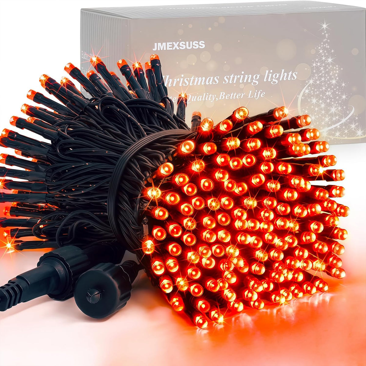 JMEXSUSS 200LED Halloween Lights Outdoor, 66Ft Orange String Lights Plug In