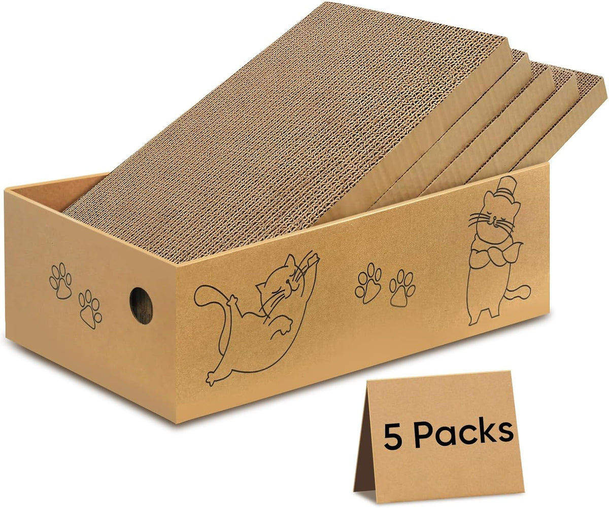 Cat Scratcher, 5 Packs in 1 Cardboard Box Cat Scratching Pad, Large
