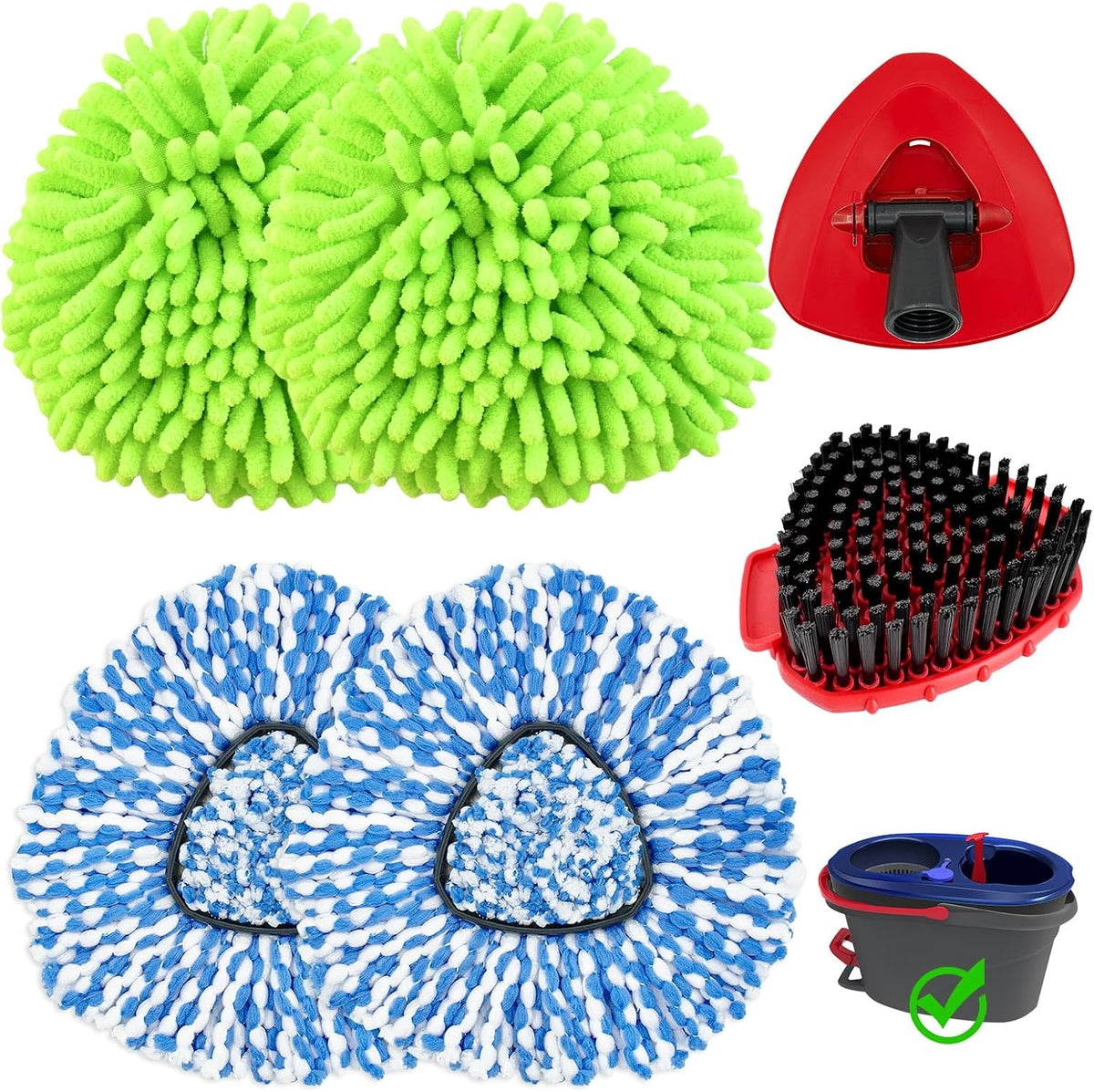 6Pcs Mop Head Refills for O Cedar Rinseclean 2 Tank Spin Mop System
