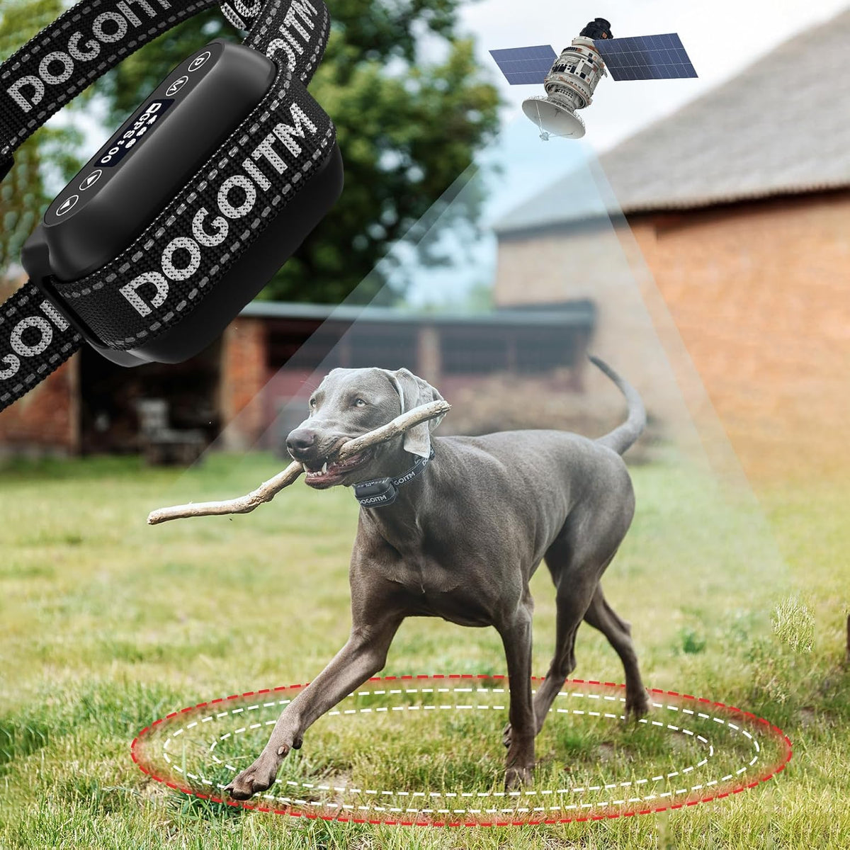 Wireless Dog Fence with 3 Warning Modes, Electric Dog Fence Collar with Real-Time Signal, Pet Containment System with Wide Adjustable Range(65-3280Ft), GPS Wireless Dog Fence for Outdoors