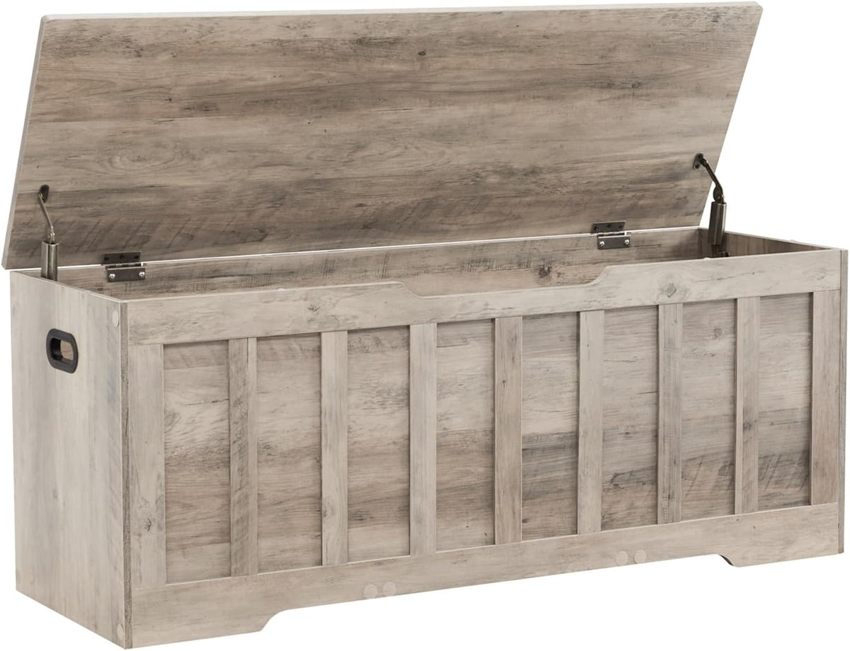 VANKILEY 47.2" Storage Chest Extra Large,Wooden Storage Bench(Greige).