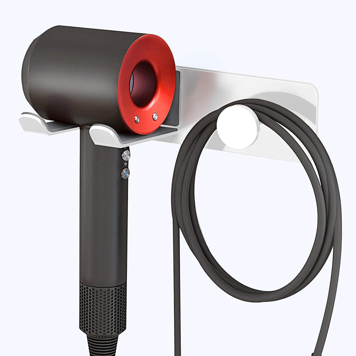 FLE Adhesive Hair Dryer Holder Blow Dryer Wall Mount Bathroom Rack White