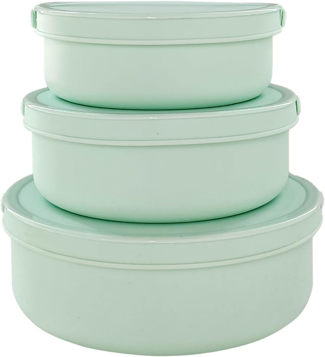 Set of 3 Silicone Storage Bowls with Lids Microwave Freezer Safe