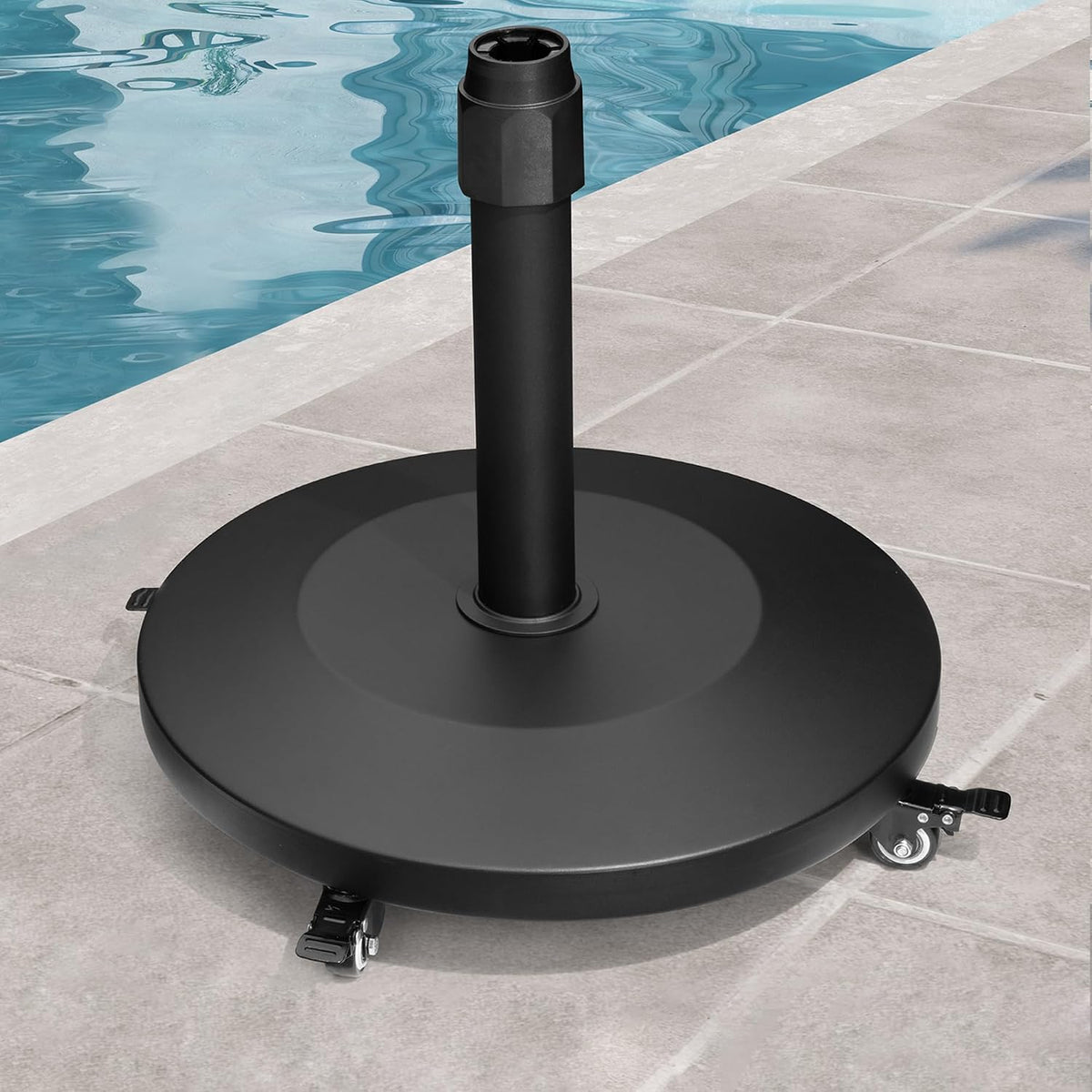 Patio Umbrella Base with 4 Wheels, 44Lbs round Concrete Stand