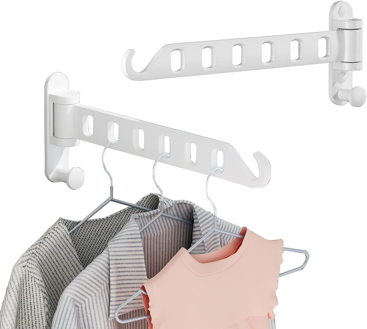 JOOM Clothes Drying Rack Wall Mounted, 13-Inch Foldable Arm, White 2 Pack