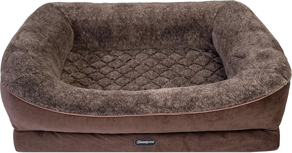 Beautyrest Ultra Plush Cuddler Dog Bed for Pets (Brown) Large
