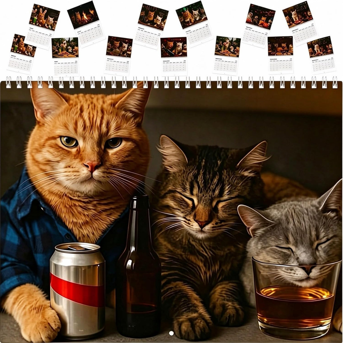 2027 Cats Calendar, Funny Cat Wall Calendar with 12 Hilarious Cat & Drink Scenes, Monthly Planner with Thick Paper for Home Office, Gag Gift for Beer Wine Whiskey & Kitten Lovers