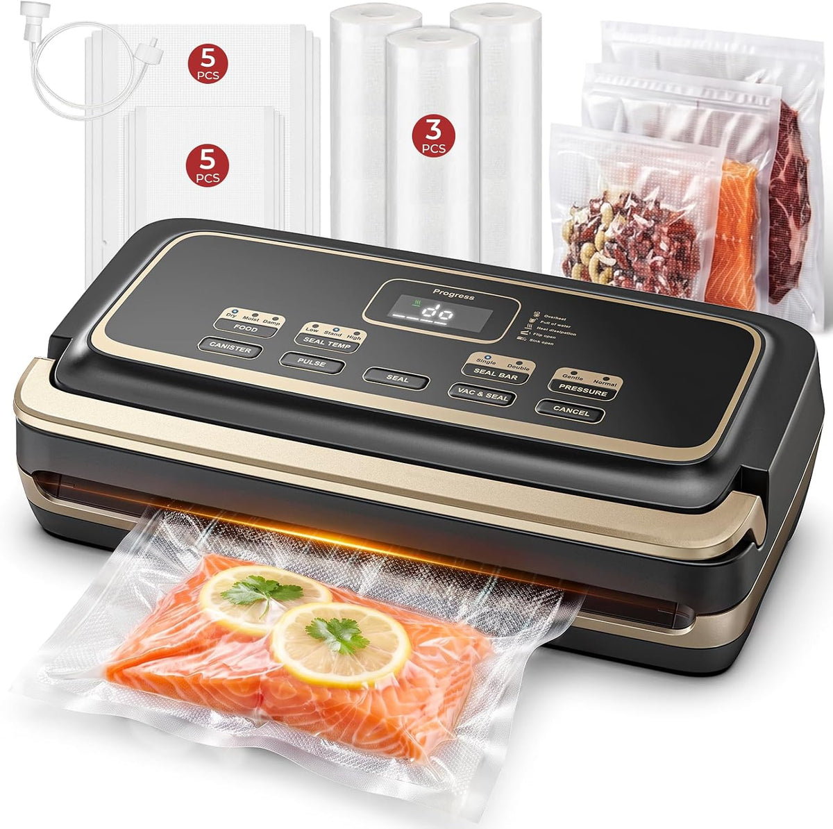 Vacuum Sealer Machine 95Kpa Precision Food Sealer Double Heat Seal