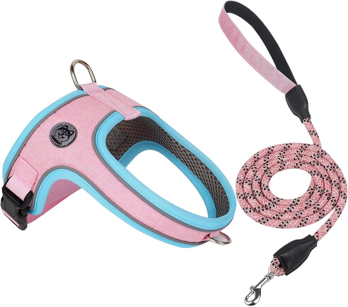 Dog Harness and Leash Set, over the Head Saddle Style Pet Harness