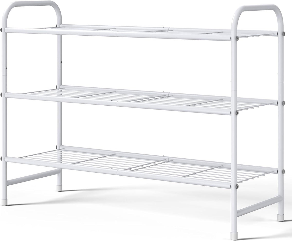 Kitsure Stainless Steel Shoe Rack Organizer, 25.6" Wide - 3 Tier, White