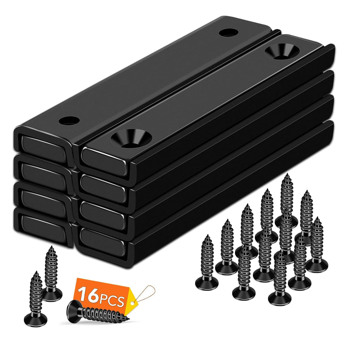 DIYMAG Magnets Strips,8 Packs 80 LBS Countersunk Hole Magnet with Screws