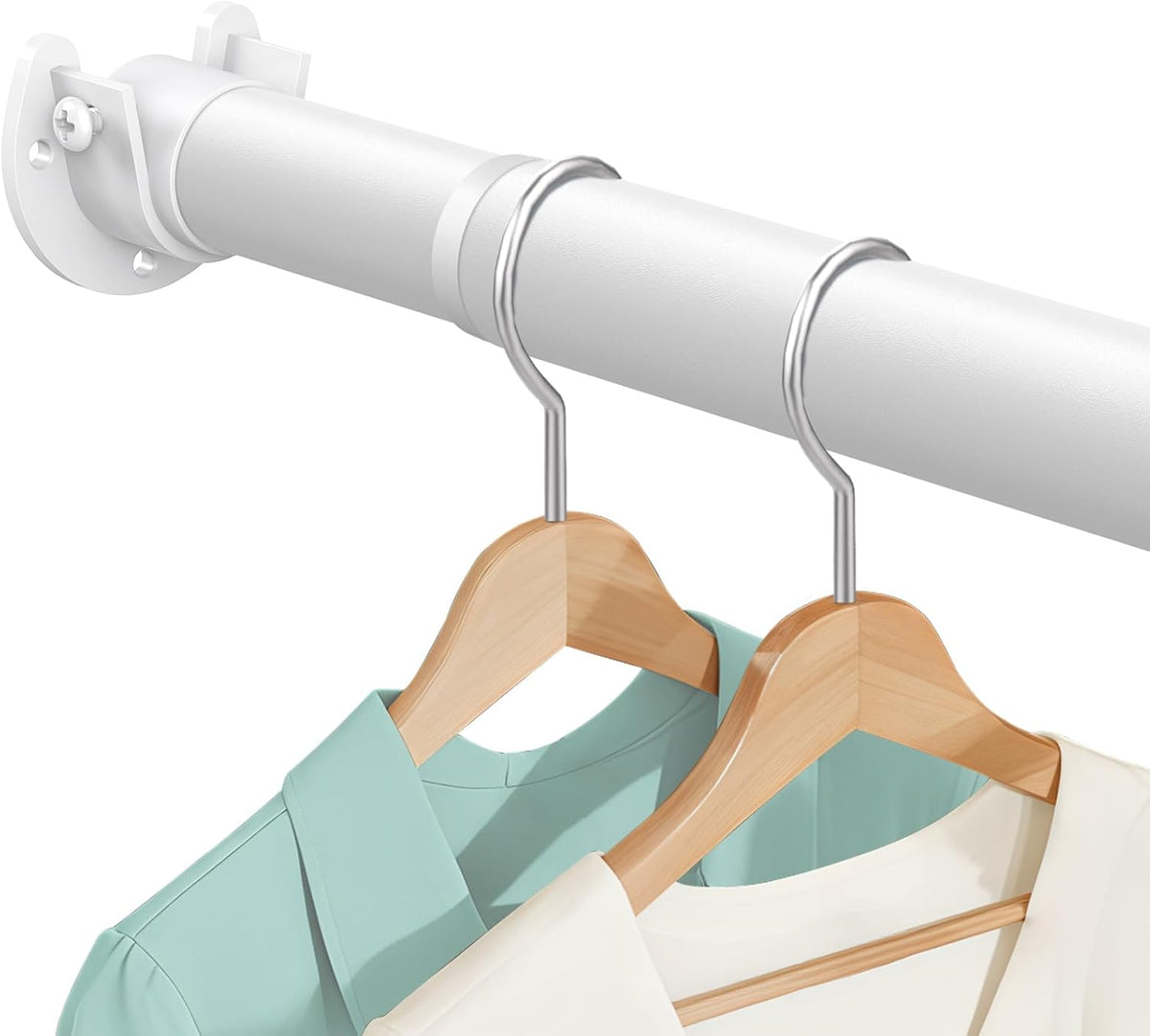 Closet Rod, 17-84 in Closet Rods for Hanging Clothes, White