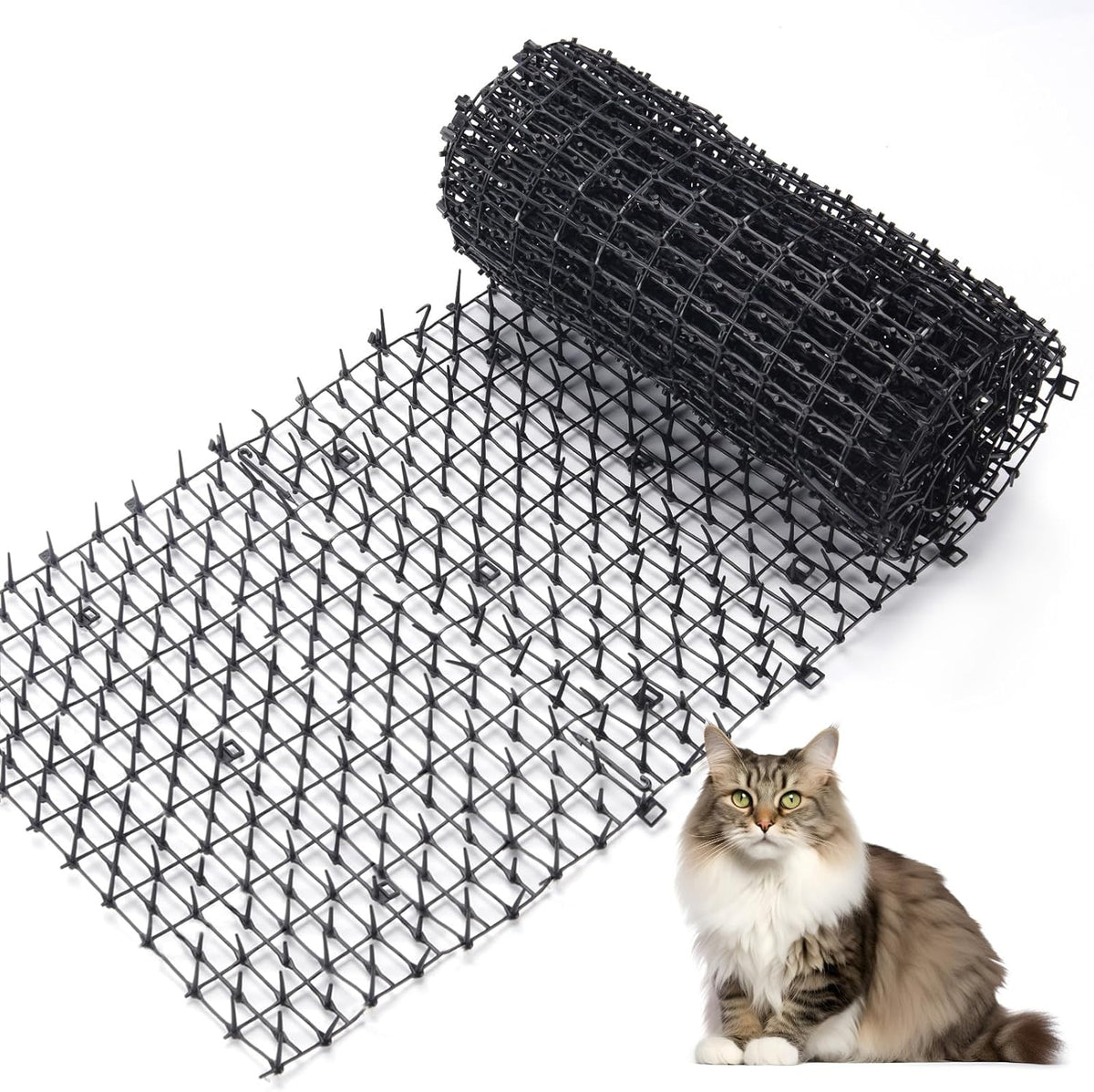 6.5Ft Cat Scat Mat with Soft Spikes, Humane Indoor/Outdoor Cat Deterrent Mat for Garden, Countertops & Furniture, 78" X 11" Plastic Repellent Strip