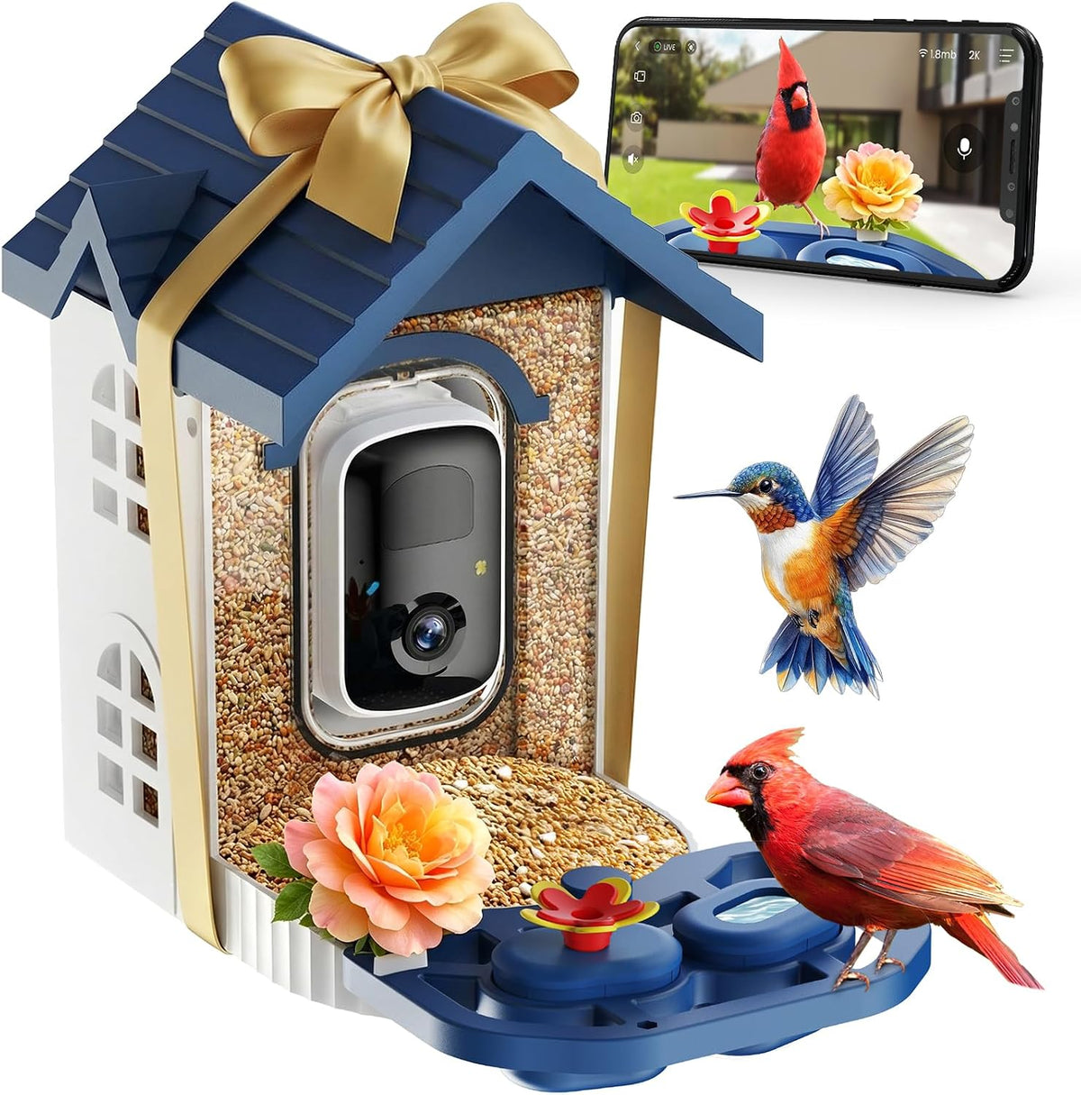 Smart Bird Feeder for Outdoor Bird Watching, Equipped with 2K HD Camera