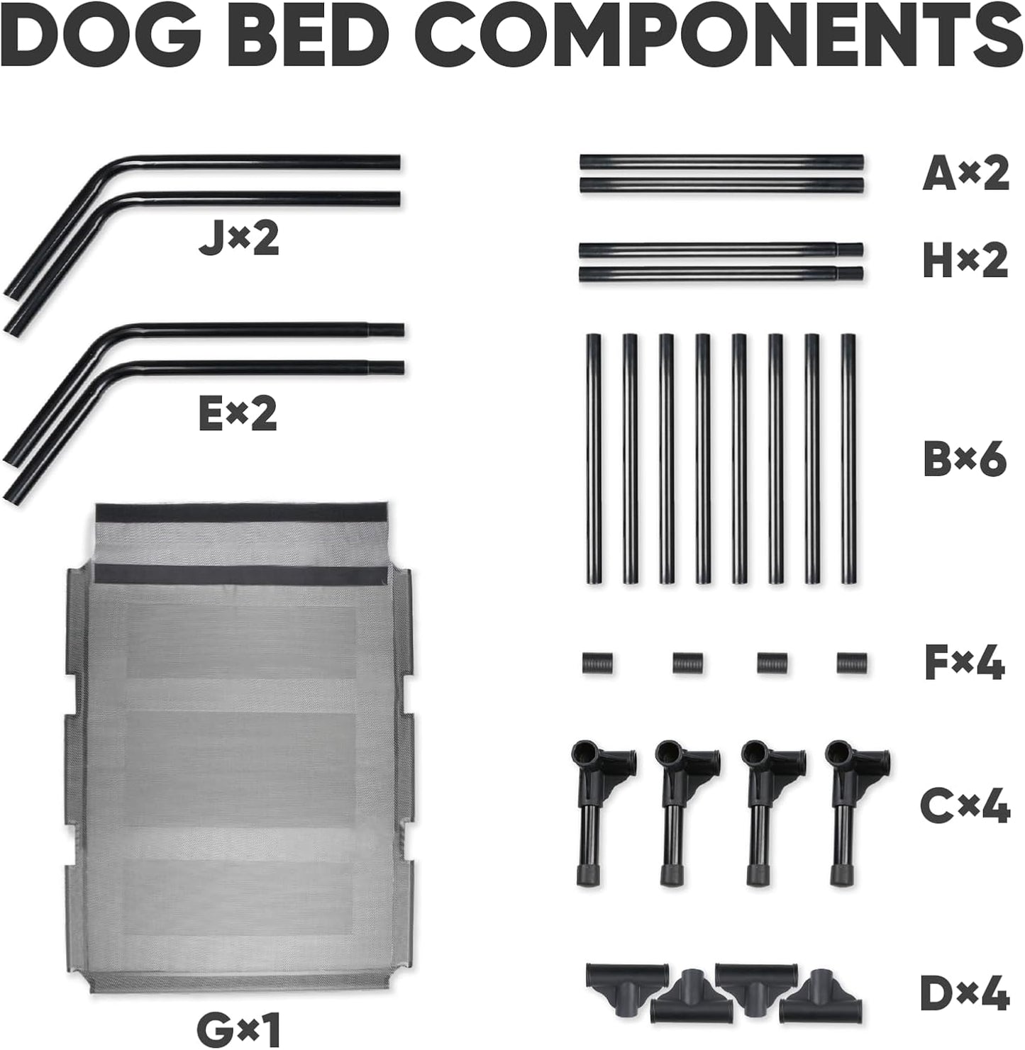 Suddus Elevated Dog Bed for Large Dogs 140Lb, Breathable Cooling Raised Dog Cot with Dual Support Bars & Metal Frame, No-Slip Feet, Waterproof Pet Bed for Indoor/Outdoor, X-Large, 48 * 36 * 9In, Grey