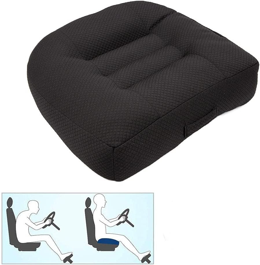 Nine River Car Booster Seat Cushion Raise the Height for Short People Driving Hip (Tailbone) and Lower Cack Fatigue Relief Suitable for Trucks, Cars, Suvs, Office Chairs, Wheelchairs (Pure Black)