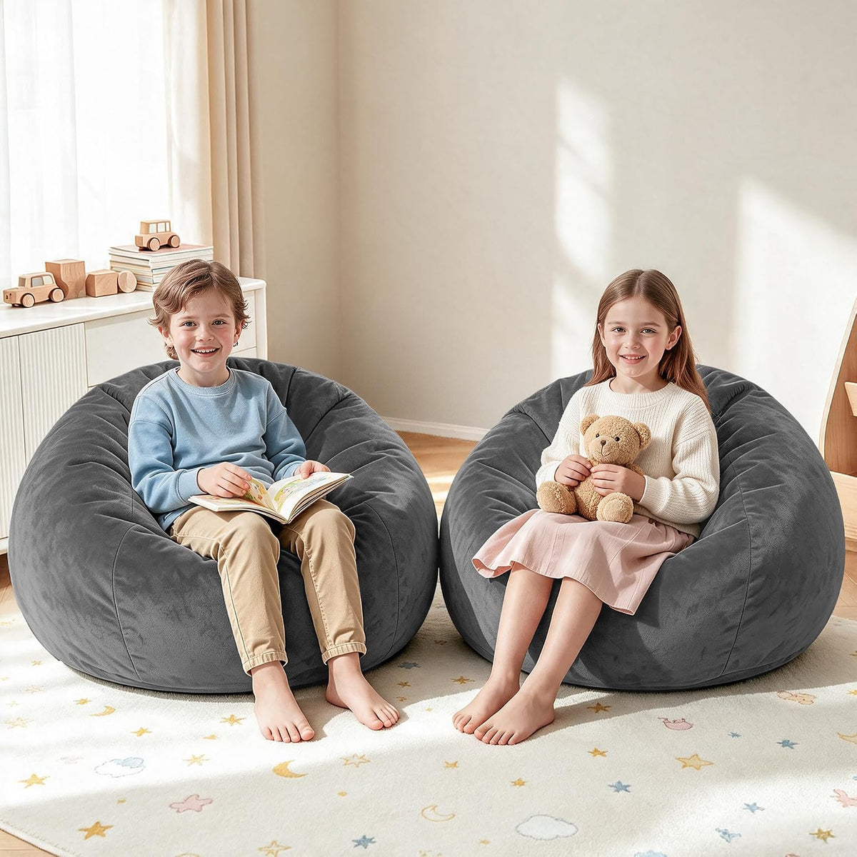 2FT 2PCS Bean Bag Chairs, 2'Comfy Beanbags, Small Bean Bags Chairs
