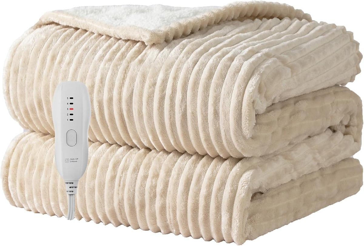 Texciting Heated Blanket 50"X60",Soft Electric Blanket,Etl Certified,Beige