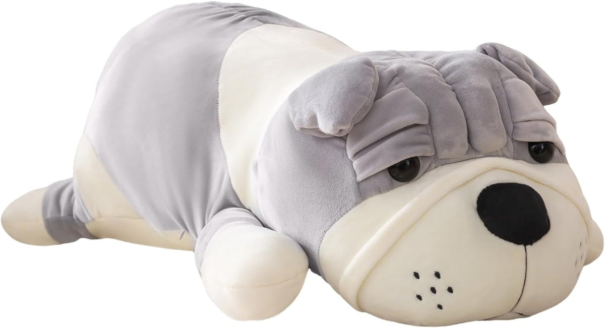 Giant Bulldog Plush,Large Lying Bulldog Stuffed Animal Dogs Gray 39 Inch