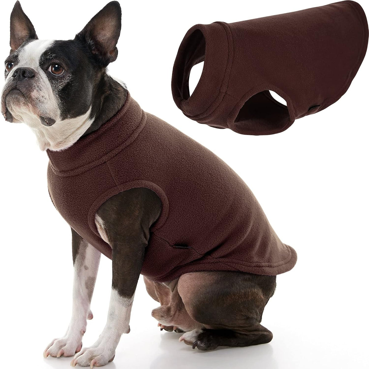 Gooby Stretch Fleece Vest Dog Sweater, Brown, 2X-Large