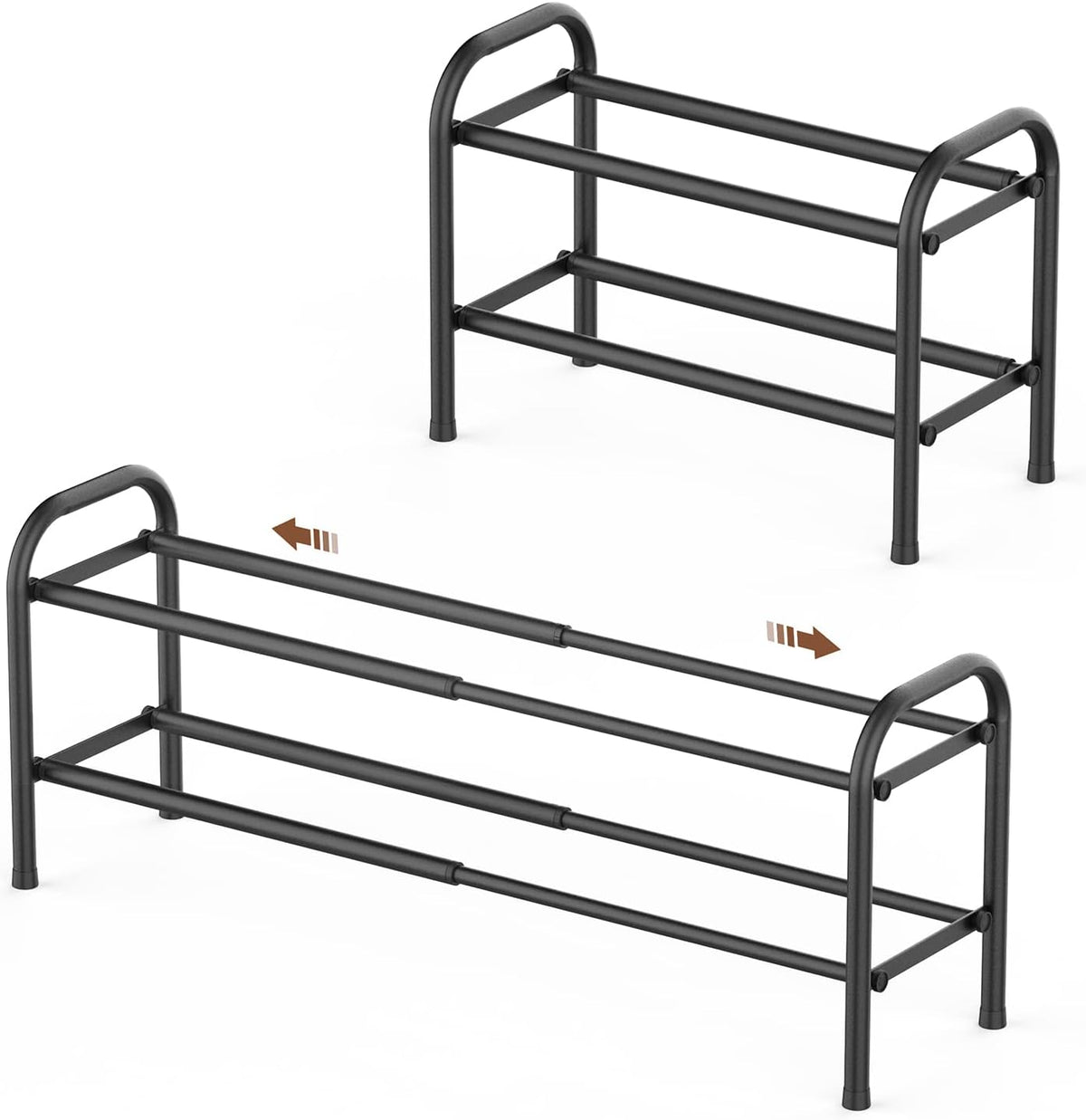 Gonfoam Expandable 2-Tier Shoe Rack for Closet and Entryway, Black