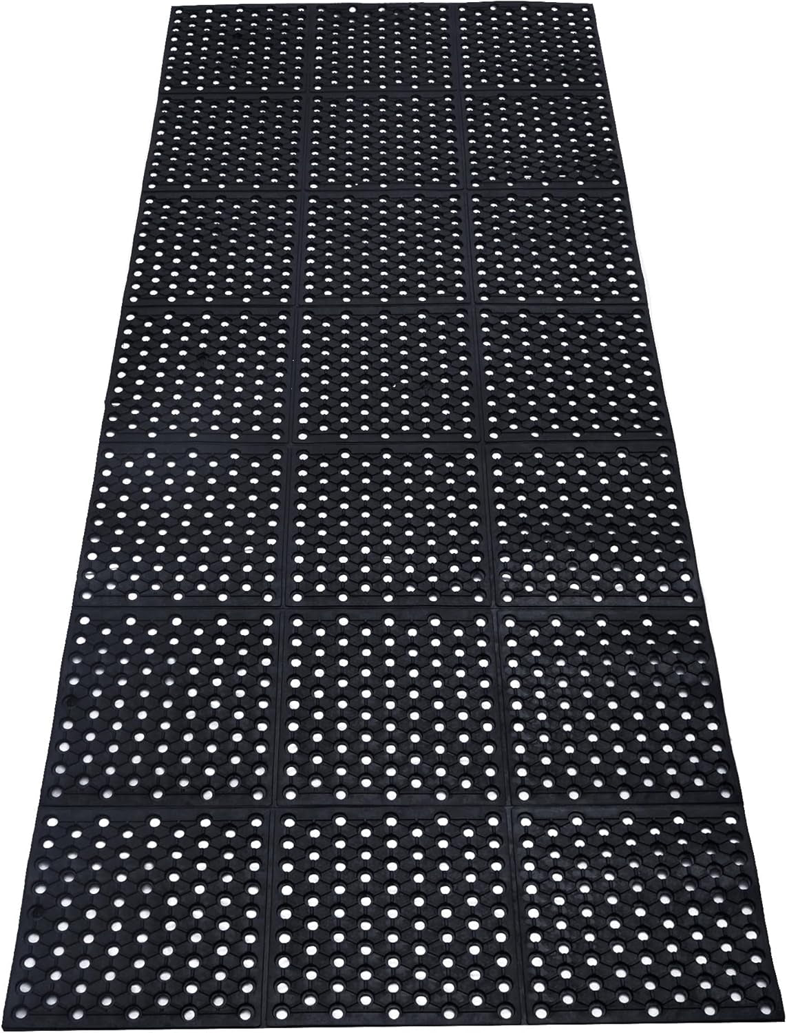 Tonchean Rubber Floor Mat with Drainage Holes 83X36X0.4In Anti-Fatigue Mat