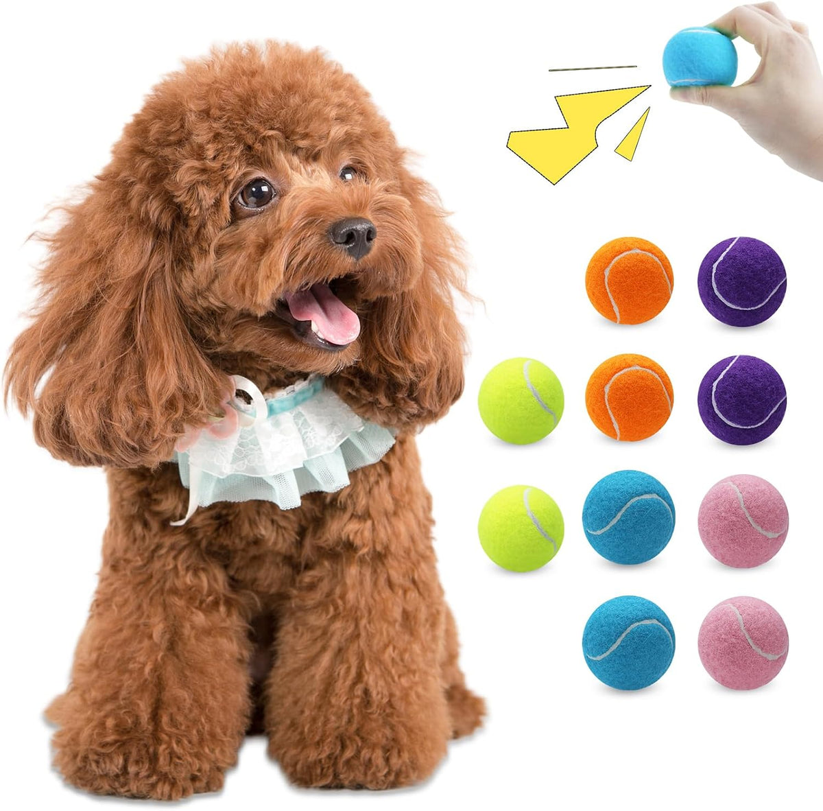 Magicorange 10 Pack Squeaky Mini Tennis Balls, 1.5 Inch Small Dog Ball