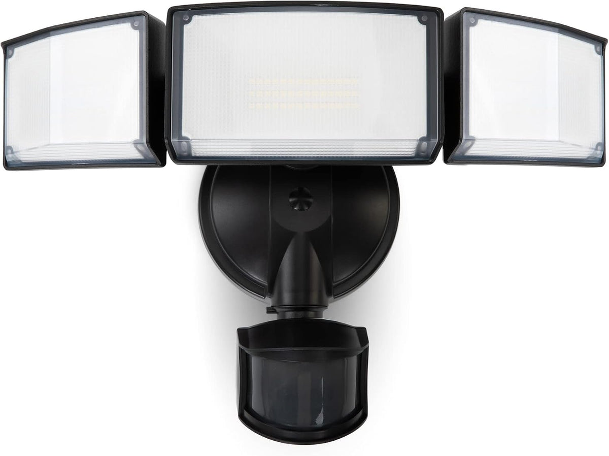 LUTEC 72W 7500LM LED Security Lights Motion Sensor Light Outdoor, 5000K Daylight, IP65 Waterproof, Dusk to Dawn, 3-Head Motion Detected Flood Light for Garage, Yard, Porch(Black)
