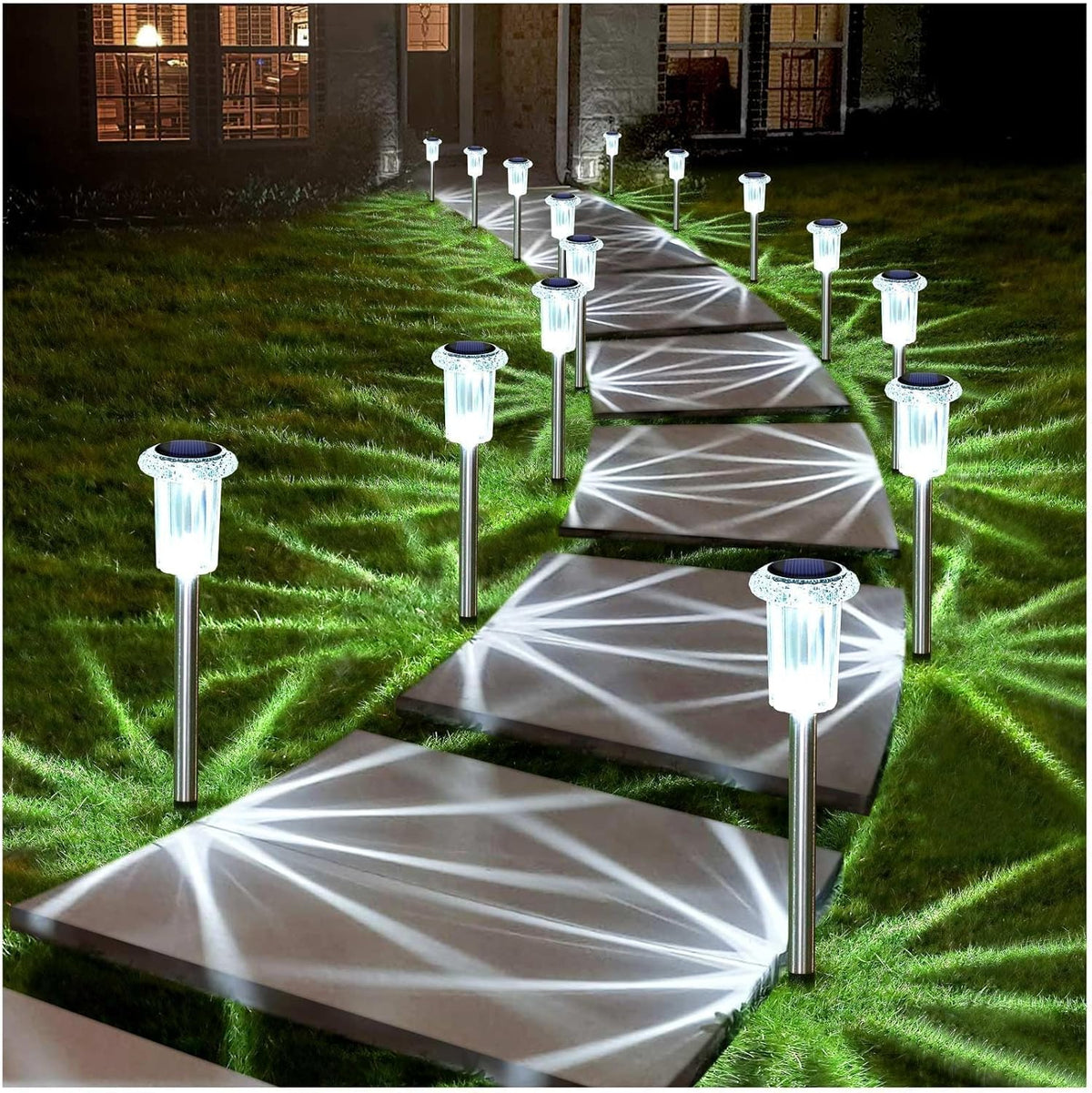 Denicmic Solar Lights Outdoor Waterproof 10 Pack Pathway Lights Cool White