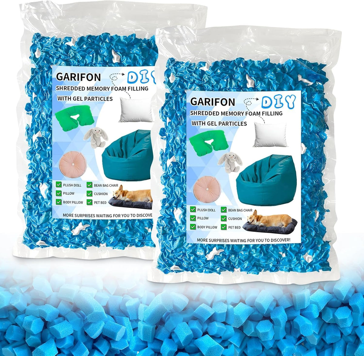 10Lbs Bean Bag Filler, Shredded Memory Foam Filling, Pillow Filling
