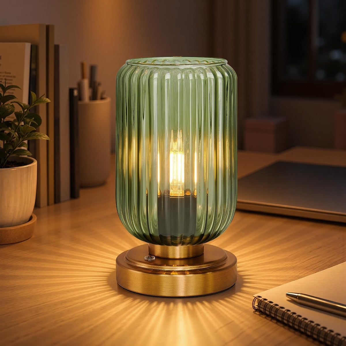 Lightround Cordless Table Lamp for Bedroom, Touch Stepless Dimmable