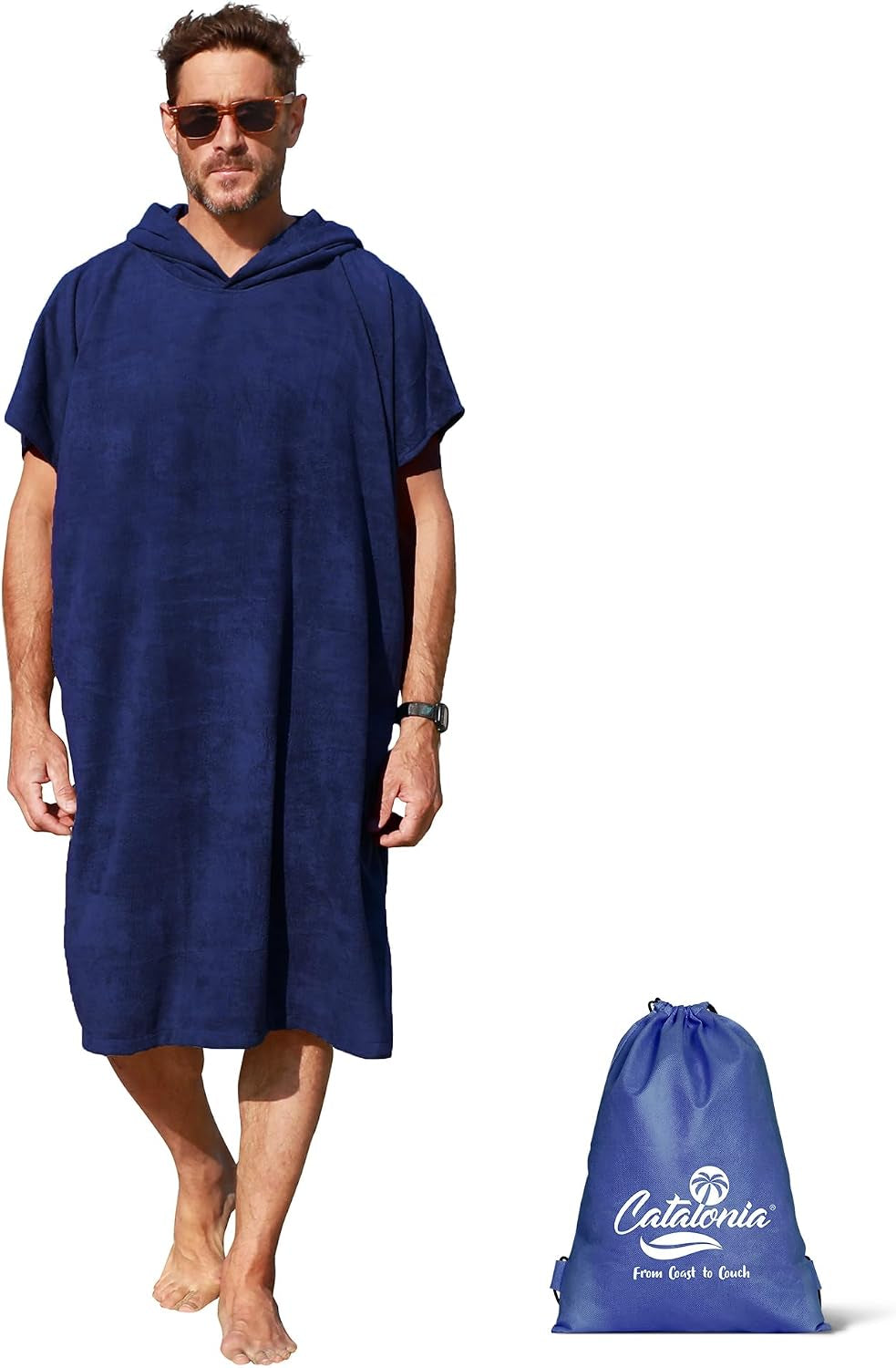Catalonia Microfiber Surf Poncho, Hooded Changing Towel for Adults