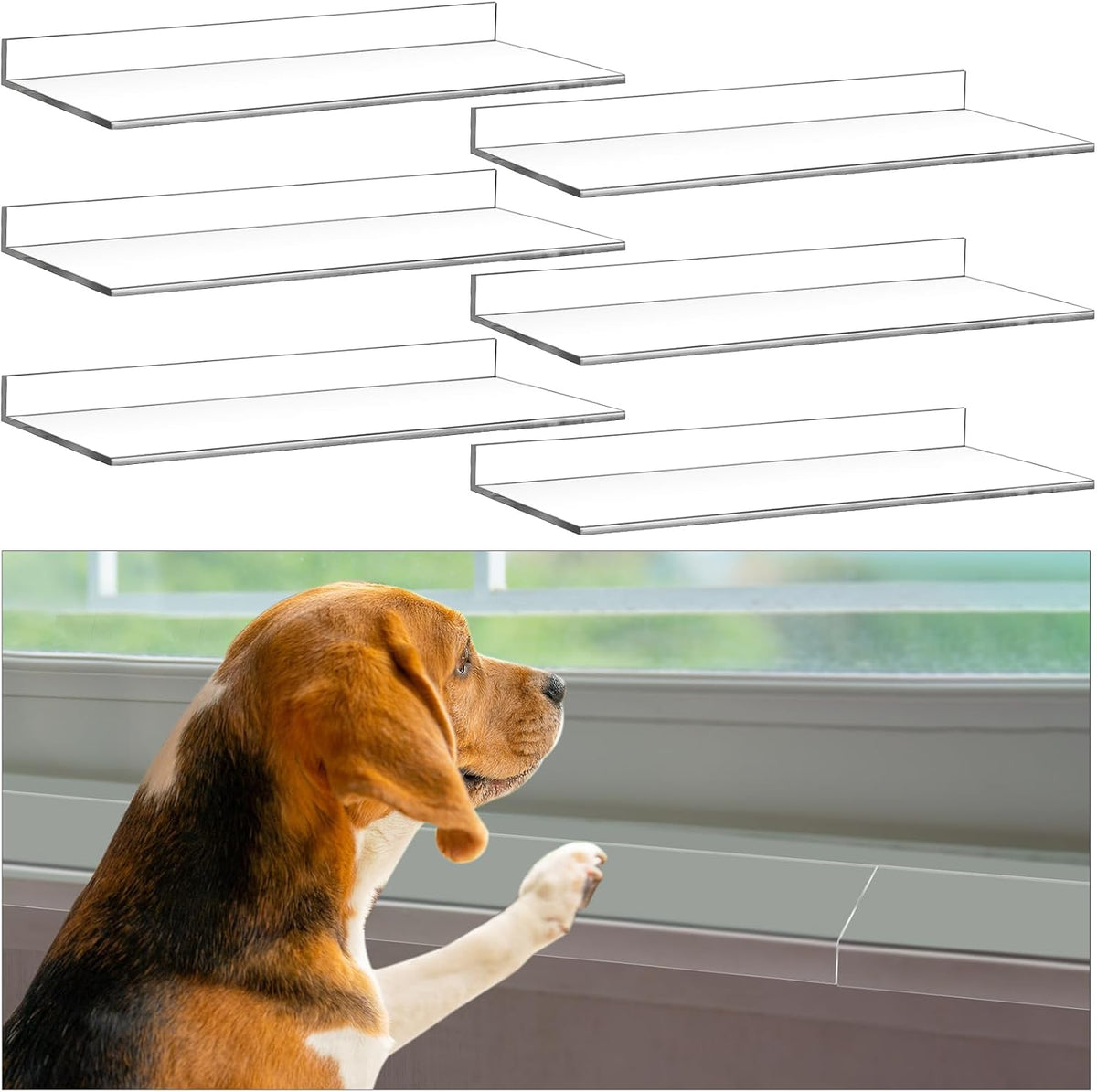 Wenqik 6 Pcs Window Sill Protector from Dog Cat Scratching Protection 2 Set per Set Total Length 33.5'' X 5.25'' Width X 0.16 Thick Clear Pet against Dog Claw Chewing Slobbering Window Cover Guard