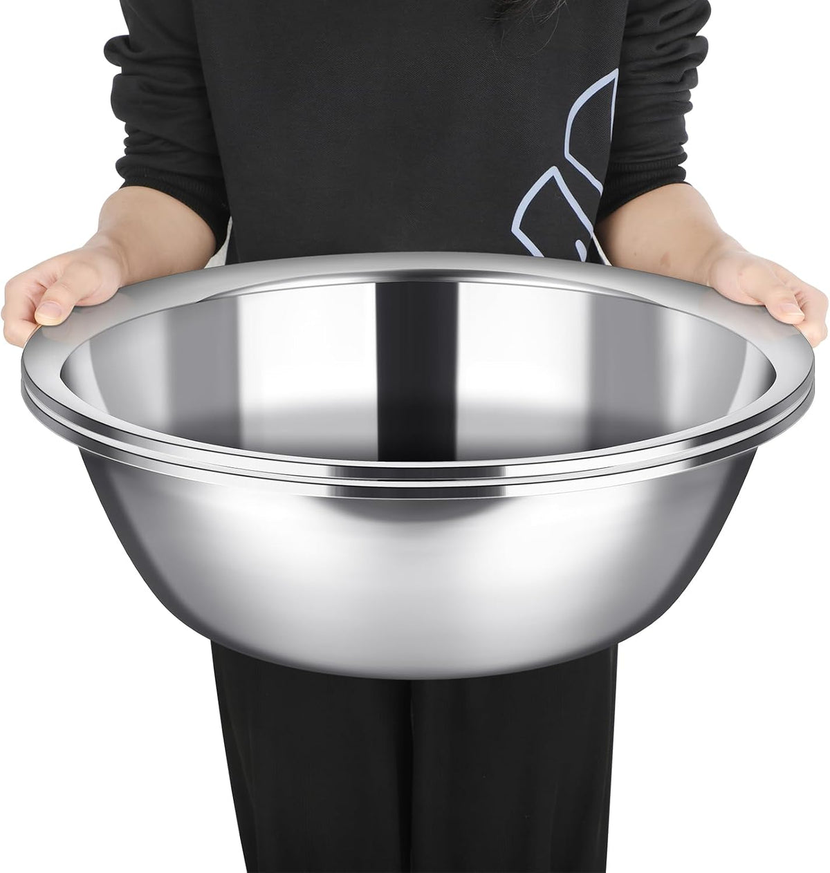 Nuogo 2 Pack Large Mixing Bowls 17 Quart Stainless Steel Flat Base