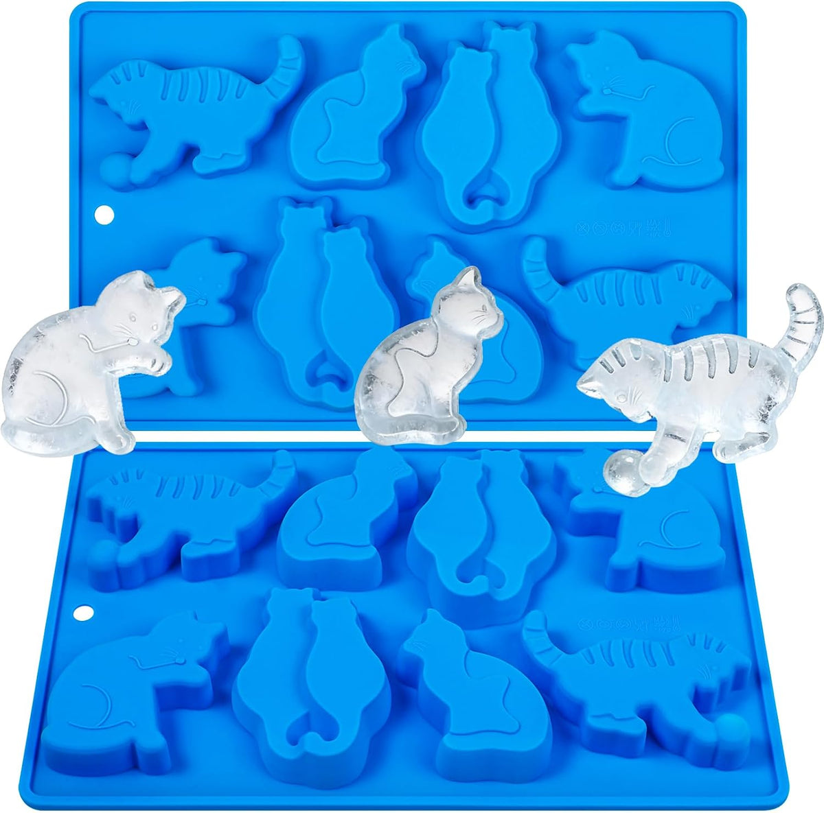 Kamehame Cat Ice Cube Trays, 2 Pack Cat Shaped Ice Cube Mold, Fun Silicone Molds for Making Ice Cube, Chocolate, Candy, Cake Decoration, Cupcakes, Jelly