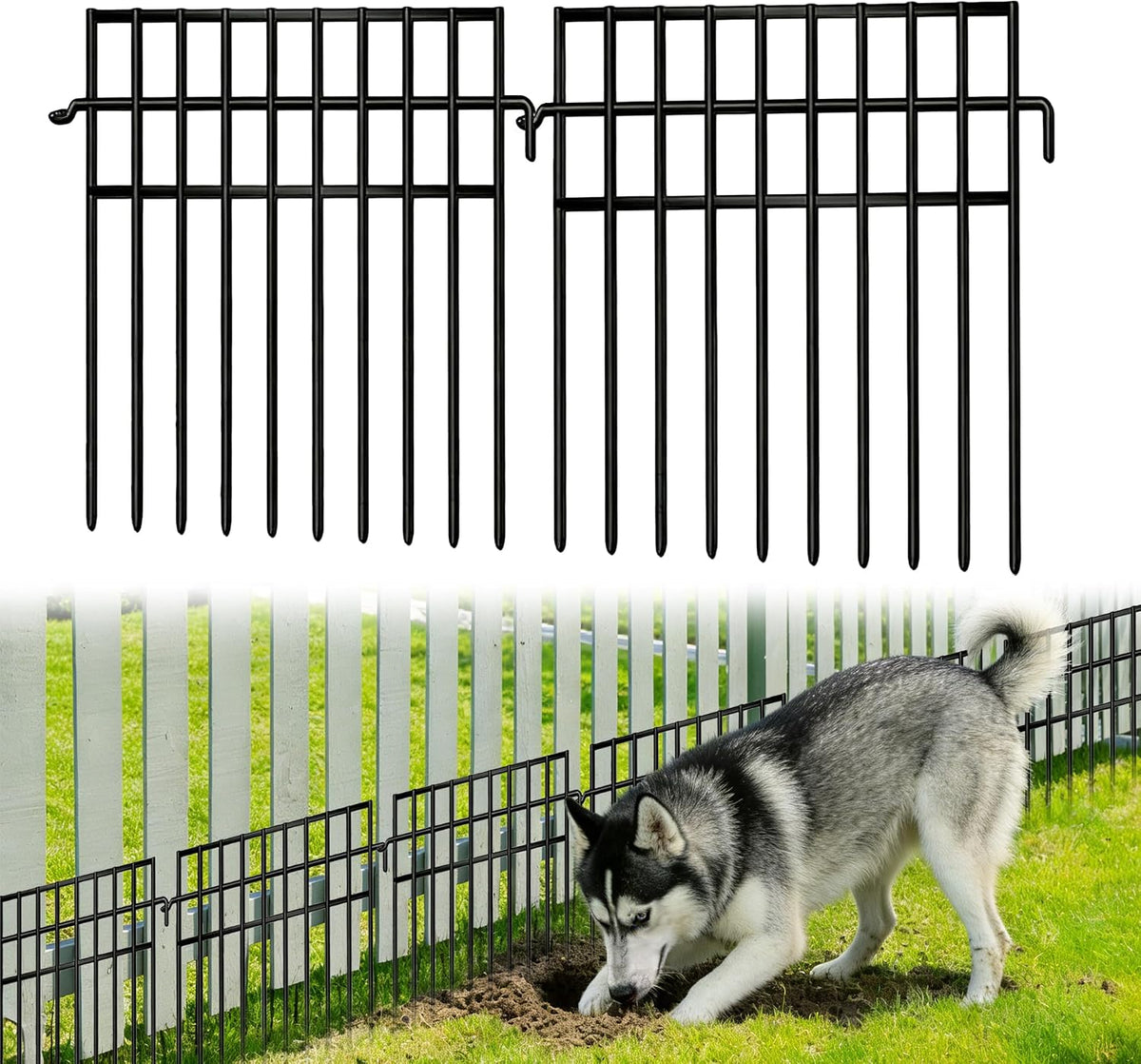 30 Panels Animal Barrier Fence, No Dig Fences, 13In(H) X 42.5Ft(L) Garden Fence Animal Barrier for Rabbit and Dog under Fencing Barrier, Rustproof Metal Fences Border for Outdoor, Yard, Patio