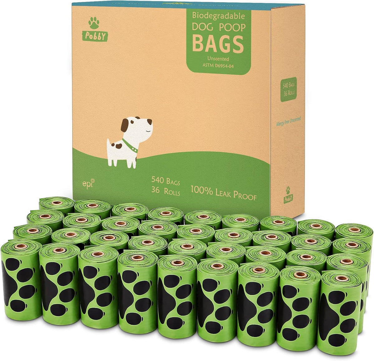 Dog Poop Bags Rolls 540 Count, Unscented Refill Rolls, 9" X 13" Doggie Poop Bags, Dog Waste Bags by Pobby