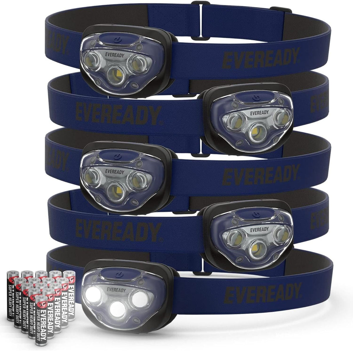 EVEREADY LED Headlamps Pro200, Head Lamp with AAA Batteries, 5-Pack