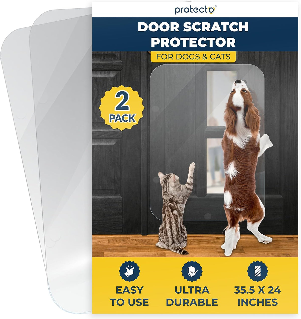PROTECTO 2 Pack Door Protector from Dog Scratching, 35.5X24 - Door Guard