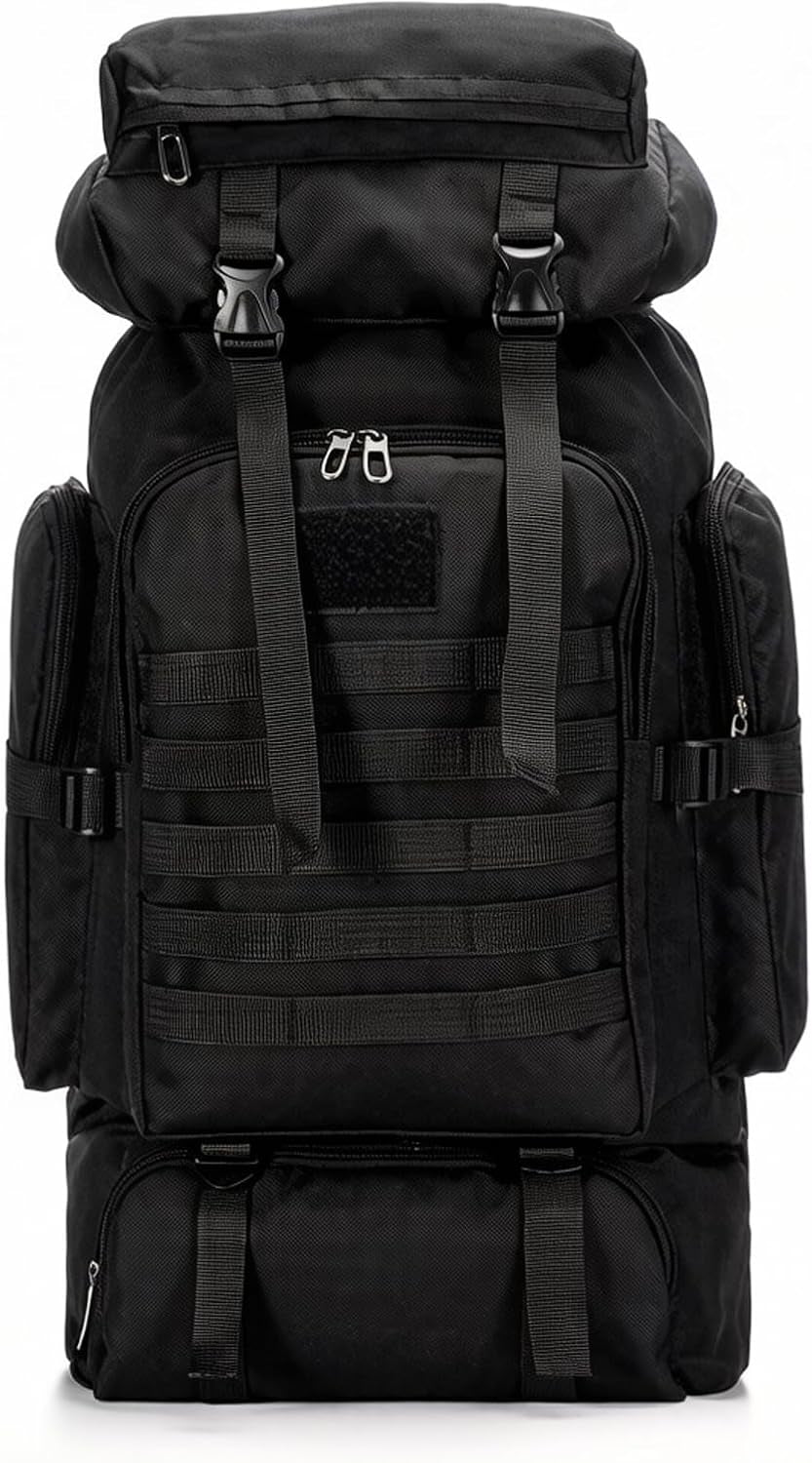80L Camping Hiking Backpack,Molle Military Tactical Rucksack Backpack,Waterproof Lightweight Hiking Backpack for Outdoor (Black, 80L)