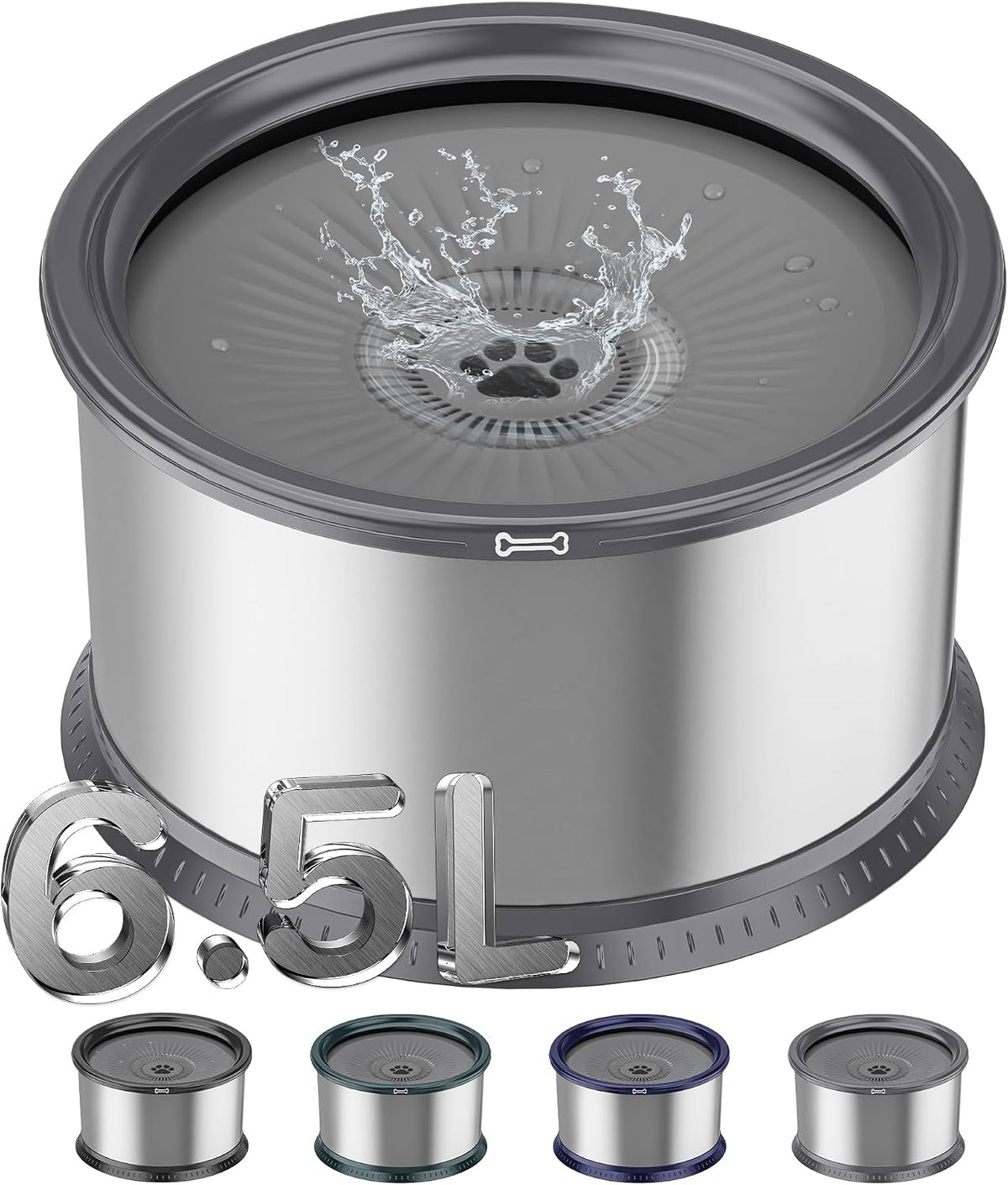 6.5L Stainless Steel Dog Water Bowl, No Spill Water Bowl for Dogs