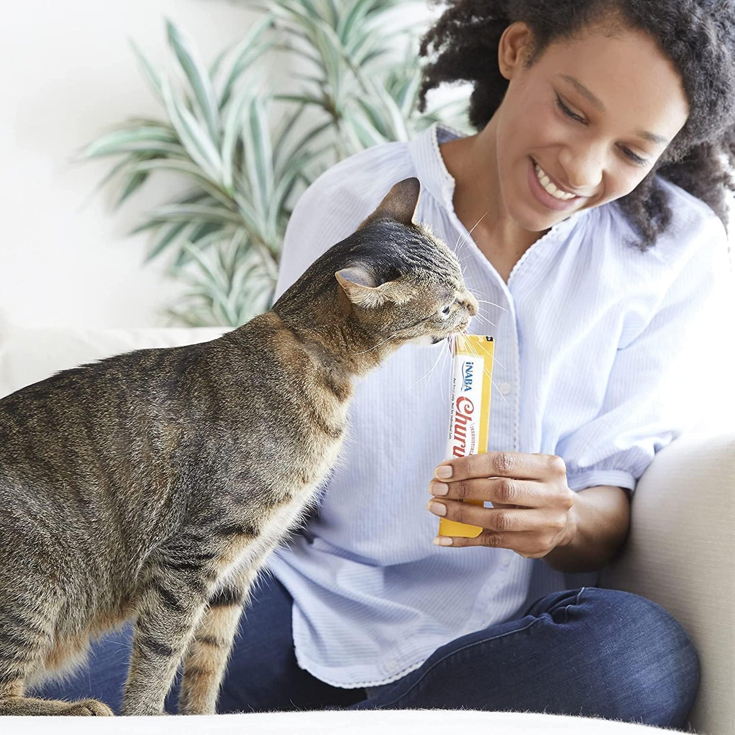INABA Churu Cat Treats, Grain-Free, Creamy Purée Cat Treat/Topper, Tuna & Chicken Variety